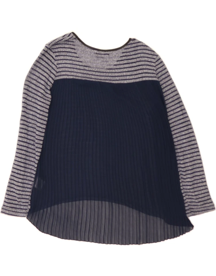 QUIZ Mujer Top Manga Larga Reino Unido 14 Grande Azul Marino Rayas Poliéster AE06 Foto 2 de 3