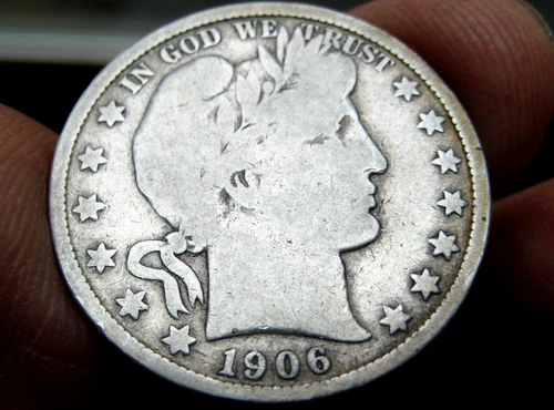 Nice ~ 1906-P BARBER Silver HALF DOLLAR ~ VG