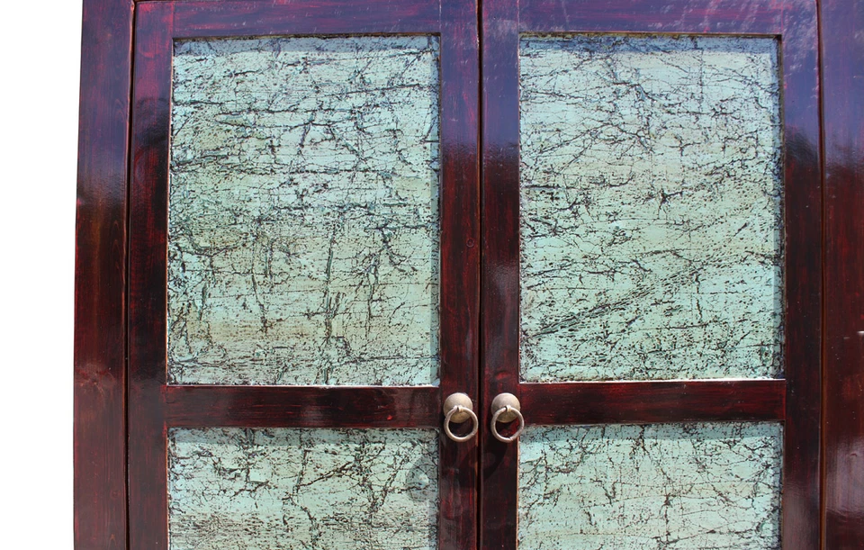 Armario grande chino envejecido marrón turquesa gabinete Warbrobe cs2708 Foto 4 de 4