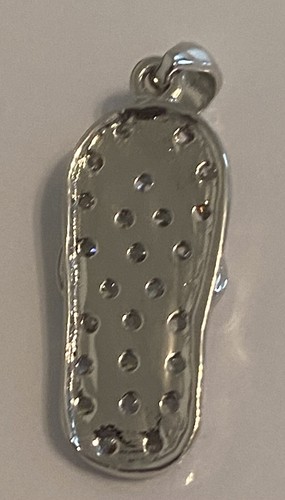 Sterling Silver & Cubic Zirconia Flip Flop Sandal Pendant 3 Grams R35 - Picture 9 of 10