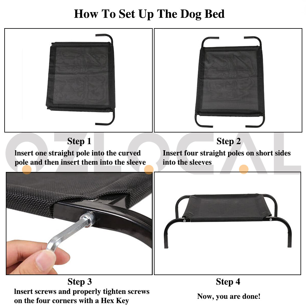 Elevated Dog Bed Pet Trampoline Hammock Cat Raised Deluxe Mesh Large