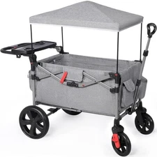 Ever Advanced Wagon for Two Kids & Cargo, Collapsible Folding Stroller Gray