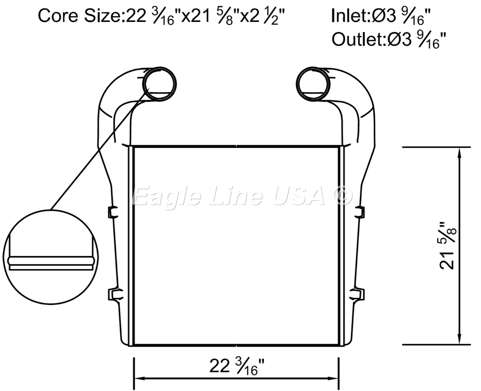 Charge Air Cooler Fit Volvo WX Autocar Xpeditor 22 3/16" x 21 5/8" Core ISL ISC" Foto 2 de 4