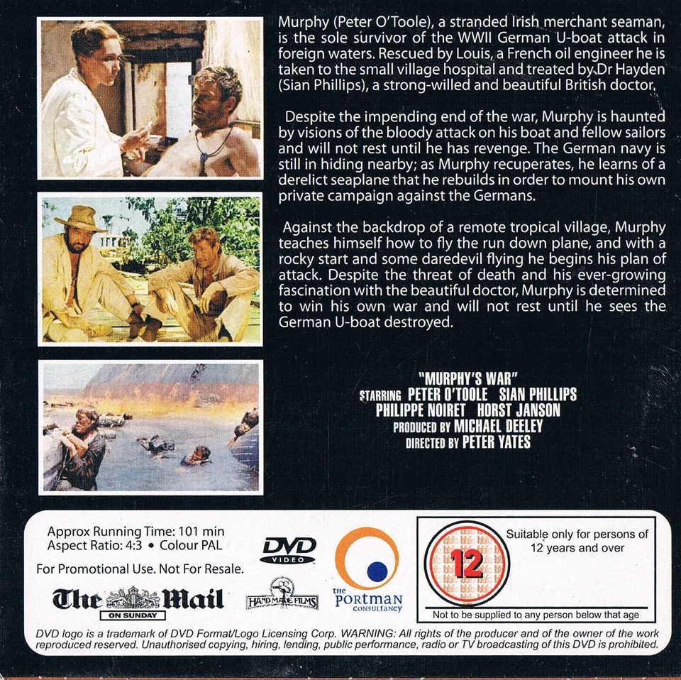 Murphy's War - Peter O'Toole - Siân Phillips - Full Film - N/Paper 1971 - Image 2 of 2