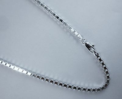18,20,22,24,7,8,9 Zoll 3 mm Box Kette 925 Sterlingsilber Halskette Armband Italien