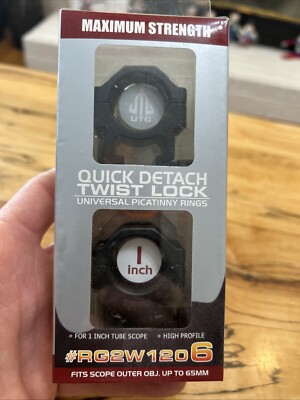 UTG MAX STRENGTH 1'' RG2W1206 QUICK DETACH TWIST LOCK UNIVERSAL PICATINNY RINGS