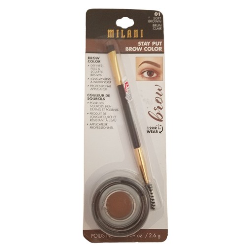 Milani STAY PUT BROW COLOR 12HR Long Lasting Waterproof #01 SOFT BROWN 0.06 oz - Picture 3 of 24