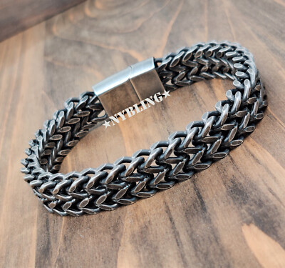 Meshed Woven Stainless Steel Bracelet Curb Chain Cuban Link Wristband Men Women