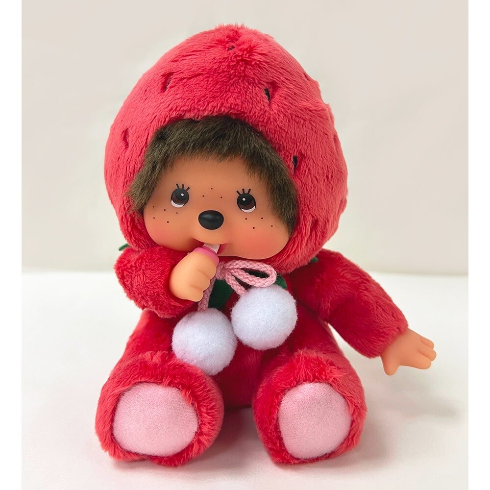花 mochimochi Monchhichi Plush Toy Fukuoka Limited 18cm Amaou Strawberry Japan