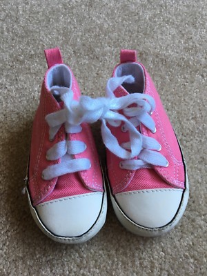 Baby Girl Toddler Converse Soft Sole Pink Lace Up Shoes
