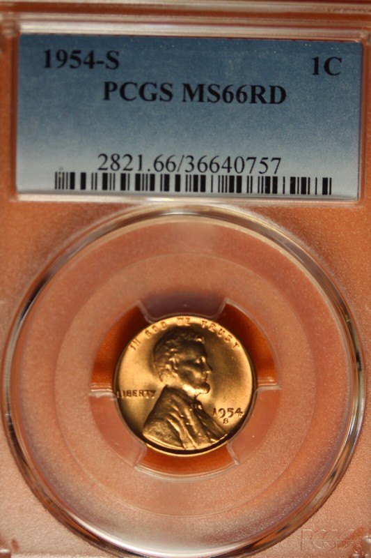 1954-S PCGS MS66RD LINCOLN WHEAT CENT #B41885