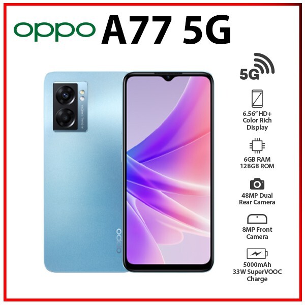 Unlocked) OPPO A77 5G BLUE 6GB+128GB GLOBAL Ver. Dual SIM Android 