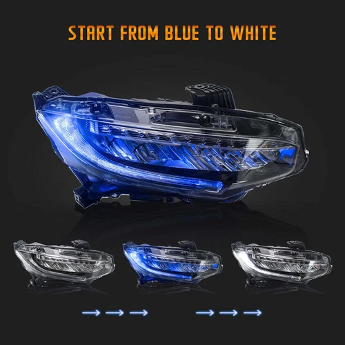 VLAND FULL LED Headlights&SMOKED Tail Lights For Honda Civic Hatch 2016-2021 - Picture 5 of 22