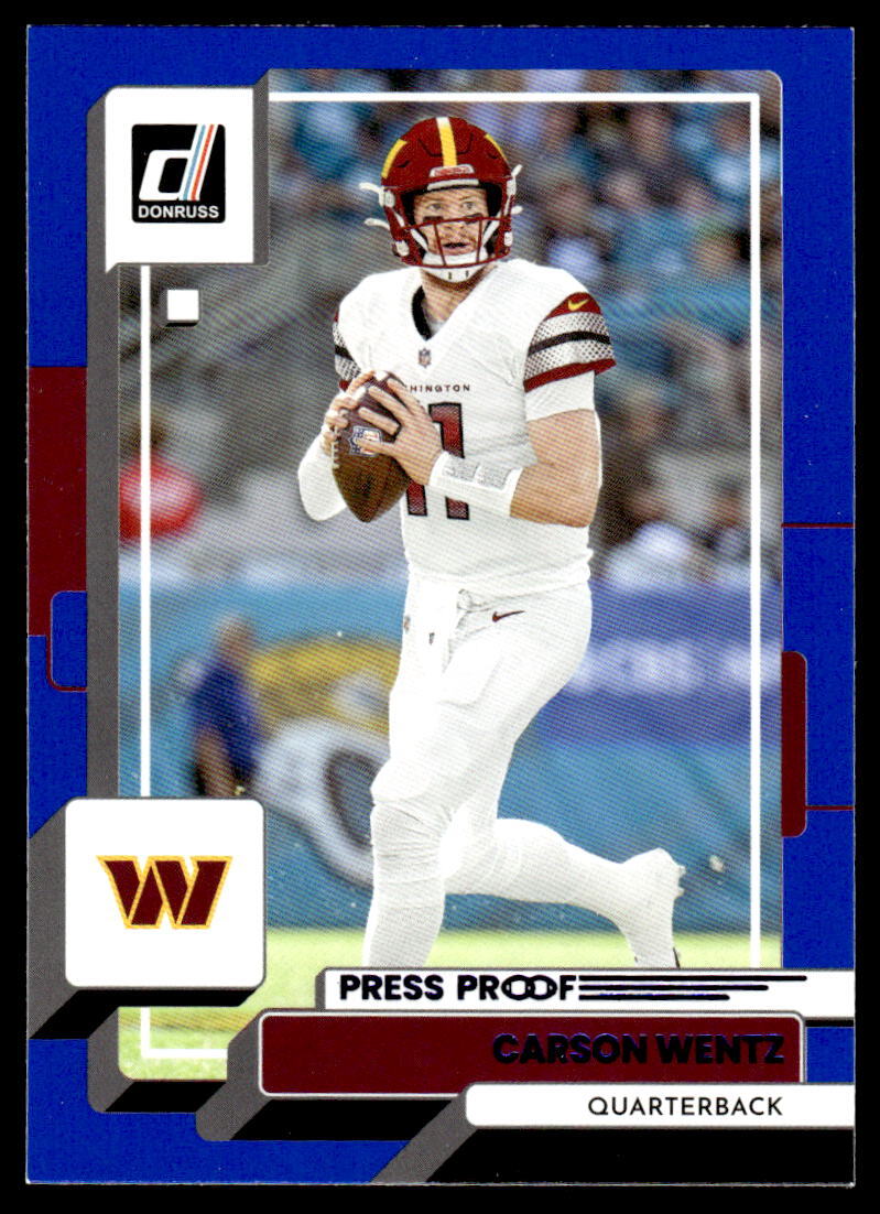 Carson Wentz #52 2022 Donruss Blue Press Proof Washington Commanders