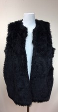 Massimo Shag Fur Vest Women's Size Large Black Sleeveless 90s Grunge Fluffy
