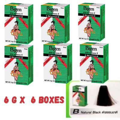 Bigen Permanent Hair Dye Color Powder Natural Balck No Ammonia Unisex 6 g x 6