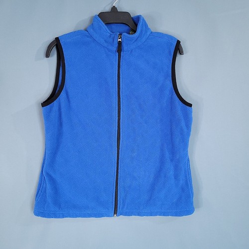 Mountain Lake Women's Full Zip Mock Neck Fleece Vest Sleeveless Blue