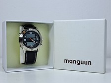 Damen Uhr Slim Manguun Edelstahl Silber Armband Schwarz D=40mm