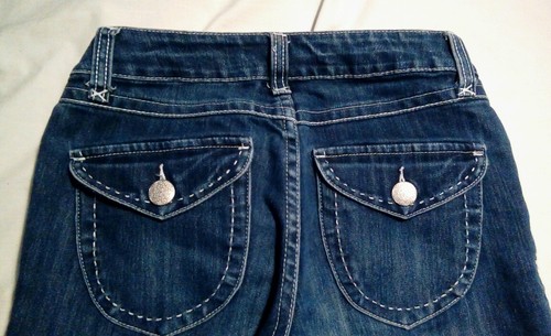 Inc Faded Stretch Blue Faded Distressed Capri Jeans Size 0 - Picture 4 of 6