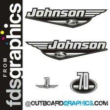 Johnson 70 CV decalcomanie/kit adesivi motore fuoribordo due tempi (design nero)