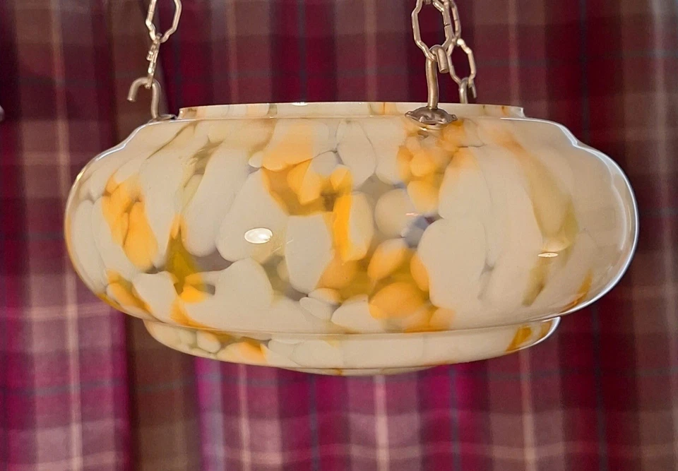 Plafonier de techo de vidrio Art Deco años 30 Flycatcher cuenco colgante pantalla en muy buena condición Foto 2 de 4