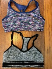 2 girls SPORTS BRA athletic works justice DANCE GYMNASTICS new gray sz 32 10-12