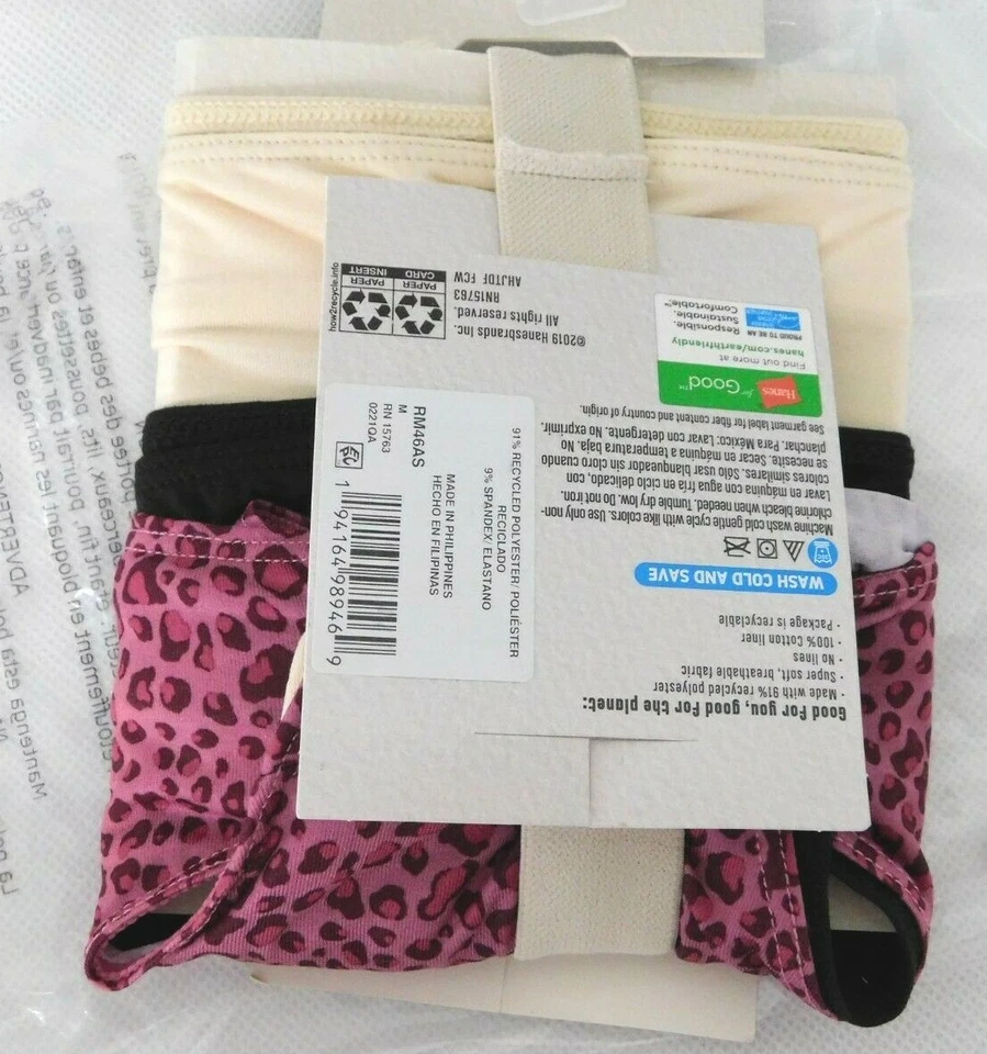 Paquete de 3 pares de calzoncillos modernos para mujer Hanes tiro completo ropa interior talla mediana Foto 2 de 4
