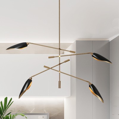 PHOSANT LIGHTING Modern Black Gold Chandelier, 48'' Large Chandeliers for Dining