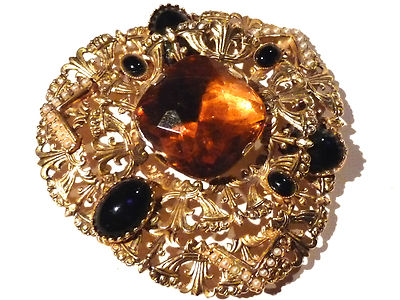 Broche Rosace Filigrane Alliage Doré - Bijou Vintage Intemporel - Occasion Bon état