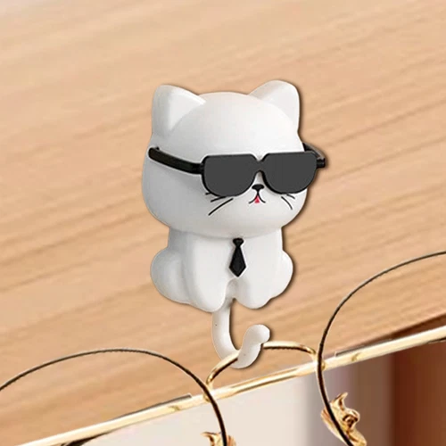 Katze Schlüsselanhänger niedlich Katze Schlüsselhaken mit Sonnenbrille selbstklebend Kleiderhaken Schlüsselhalter - Bild 5 von 17