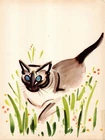 Vintage Siamese Cat Print 1940s Clare Newberry Cat Print Wall Art Decor 6600