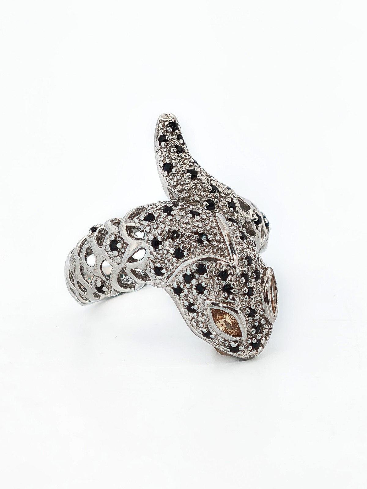 Solid Silver Panther Ring with Cubic Zirconia, Si… - image 2