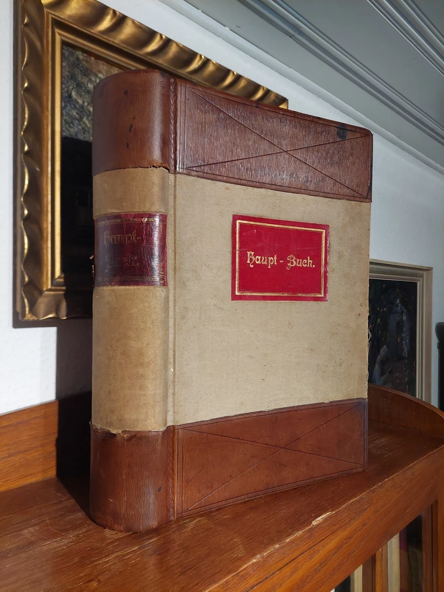 BANK GERINGSWALDE Prachtvolles GESCHÄFTSBUCH HAUPTBUCH 1905 LEDER HANDEINBAND