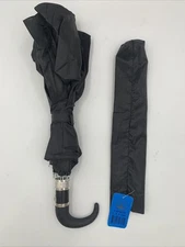 Conch Compact Folding Black Umbrella and Case