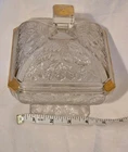 Jeannette Acorn Oak Leaf Clear Depression Glass Footed Candy Dish Bowl Compote