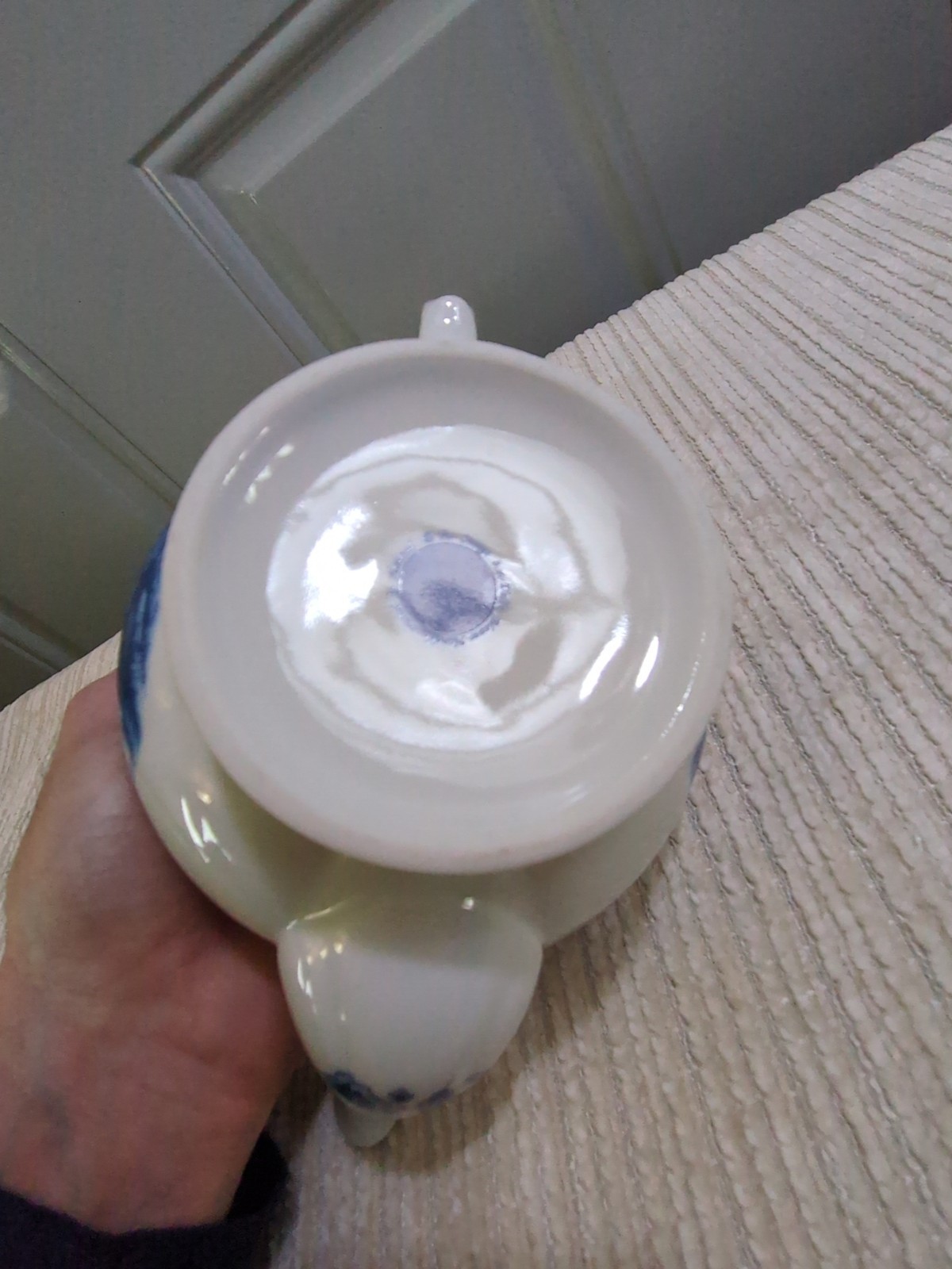 Delft Blauw Blue Windmill Holland Handdecorated Tea Pot Rose Decoration 