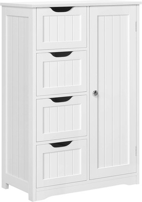 Badezimmer Standschrank Schrank freistehend Holzschrank Aufbewahrung mit 4