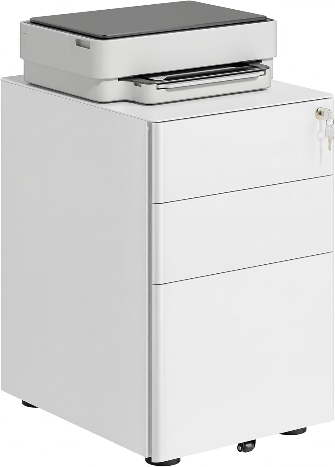 Vinsetto 3-Drawer Mobile Filing Cabinet, Steel Lockable File Cabinet for A4, Le