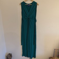 SERAPHINE Teal Green SIZE 10 UK Maternity Sleeveless Tie Back Long Dress SP2