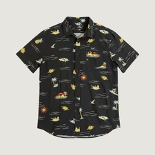 O'Neill Shirt Mens Large Modern Fit Surfing Skeleton Tropical Aloha Black L