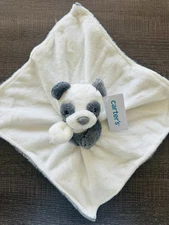 NEW Carters Grey White Black Panda Bear Baby Security Blanket Soft Lovey 67833