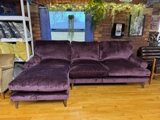 Next Erin left facing 2 piece chaise sofa in ruby purple velvet fabric RRP £1975