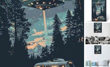 Starry UFO DIY Paint by Numbers for Adults Bus in Forest DIY Oil Painting