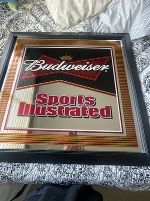 ~RARE~ BUDWEISER ''SPORTS ILLUSTRATED''  BAR SIGN/MIRROR SIGN  34'' X 32''
