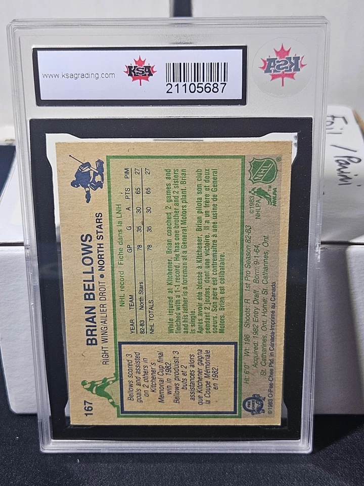 83-84 O-Pee-Chee Brian Bellows Rookie 🚨🚨🚨 KSA 10 Pristine Gem Mint - Image 2 of 2