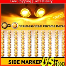 20/40/100PCS LED Marker Lights 3/4" Truck Trailer Side Lamp With Stailness Base