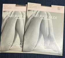 2 VINTAGE Casual Corner Control Top Size A Beige Silky Lycra Sheer Hosiery