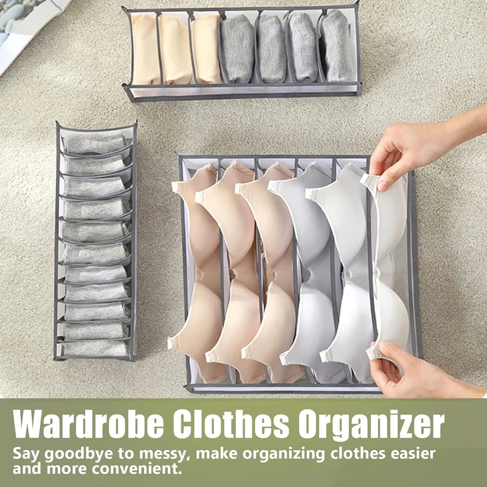 2Pack Foldable Drawer Organizer Closet Storage Box Clothes Underwear Bra Sock US - Image 4 of 4