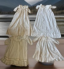 Lot of 4 Infant Gowns Christening Antique Victorian Handmade Heirloom White