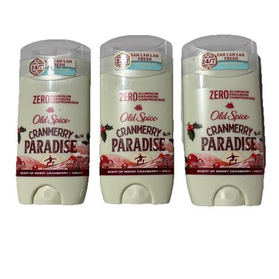 3 Old Spice Cranberry Paradise Deodorant 3 Pack Aluminum Free 3.0 oz Limited  Ed